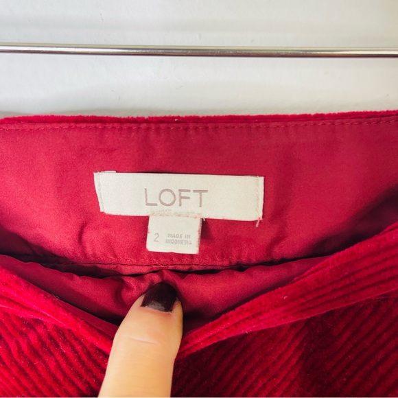 Loft red corduroy preppy office academia skirt 2 - Picture 3 of 4